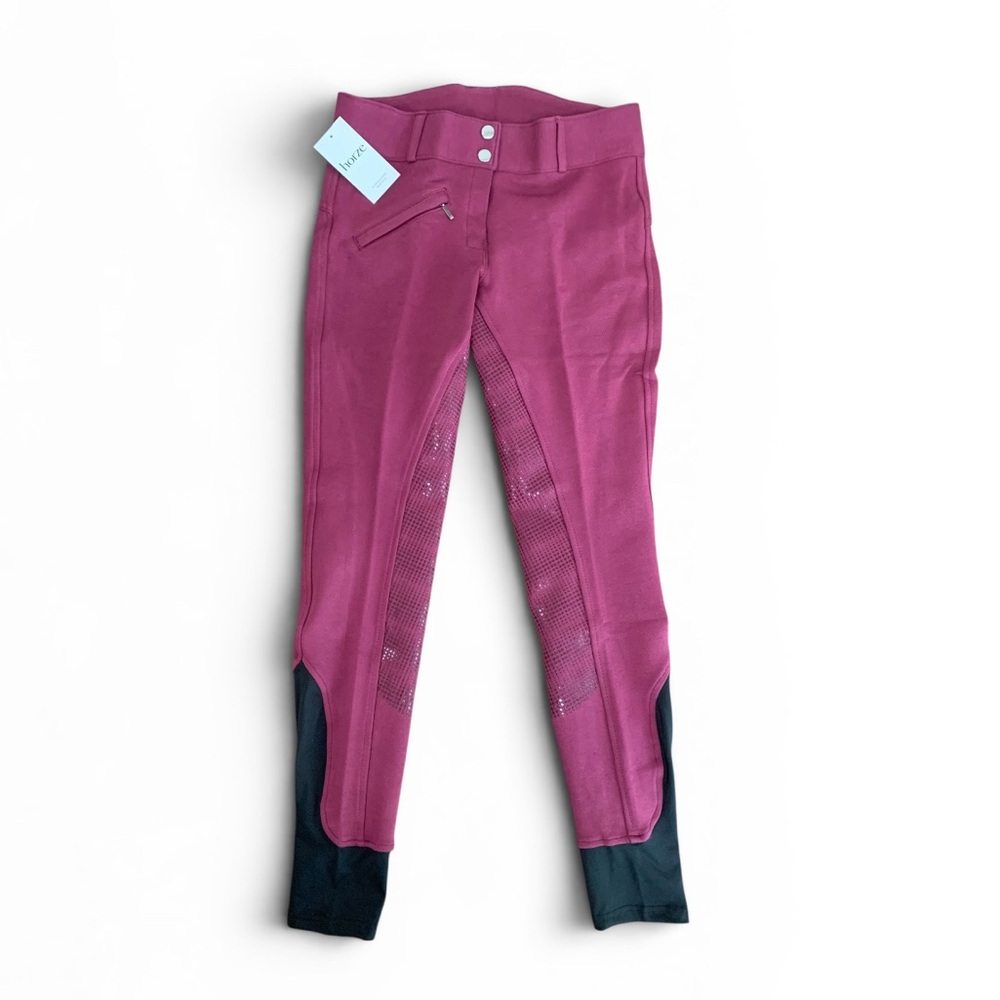 NWT Horze Full Seat Breeches Size 24 Raspberry Rose Silicone Grip Riding Pants